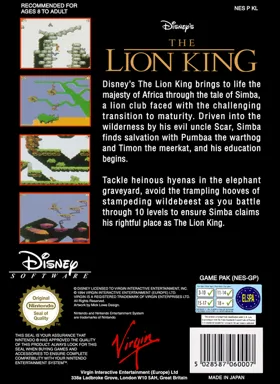 Lion King, The (Europe) box cover back